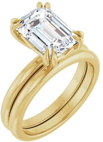 Sužadėtuvių Žiedas „Double Claw-Prong“ 14k yellow gold Emerald 10mm x 7mm (6)