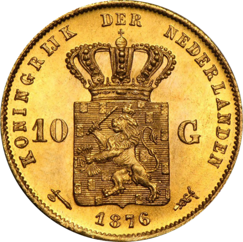 10 guldenų Vilhelmas III (1875-1889) Nyderlandų karalystė auksinė moneta (2)