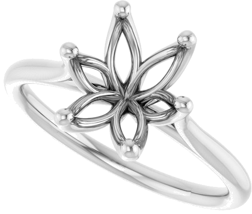 14K White 10 x 8 mm Oval Engagement Ring Mounting (5)