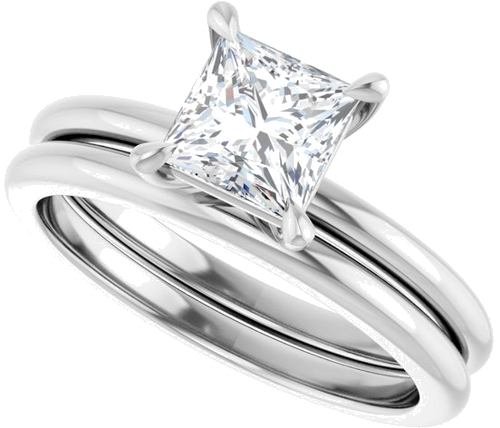 14K White 5.5x5.5 mm Square Solitaire Engagement Ring Mounting (10)