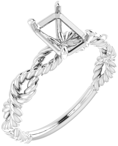 Sužadėtuvių Žiedas „Solitaire Twisted Rope“ 14k white gold Emerald 7mm x 5mm (1)