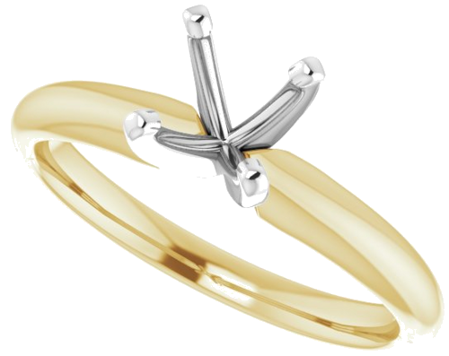 14K Yellow   White 5.7-6 mm Round 4-Prong Solitaire Ring Mounting (5)