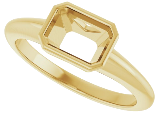 Sužadėtuvių Žiedas „Bezel-Set Solitaire“ 14k yellow gold Emerald 7mm x 5mm (5)