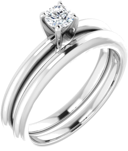 Sužadėtuvių Žiedas 14k white gold Round 3.8mm (6)