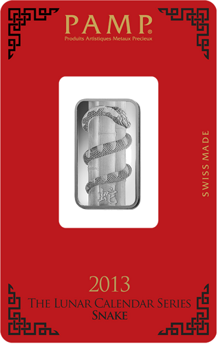 10 g Čūskas gads 2013 Lunar PAMP sudraba stienis (1)