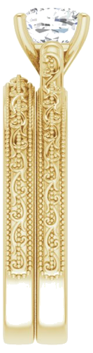 Sužadėtuvių Žiedas „Solitaire Sculptural“ 14k yellow gold Cushion 6mm (9)