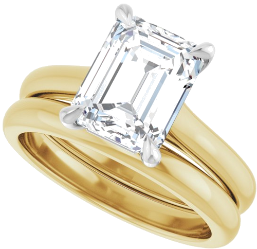 Sužadėtuvių Žiedas „Claw-Prong“ 14k yellow/white gold Emerald 9mm x 7mm (10)