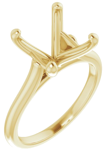 14K Yellow 10 mm Cushion Solitaire Engagement Ring Mounting (1)