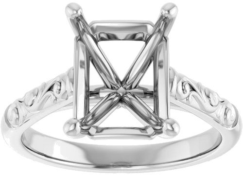 Sužadėtuvių Žiedas „Solitaire“ 14k white gold Emerald 10mm x 8mm (3)