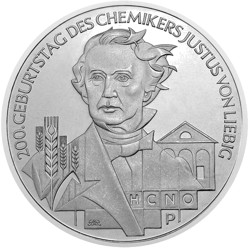 2003 Justus fon Lībigs Vācija 10 eiro sudraba monēta (1)