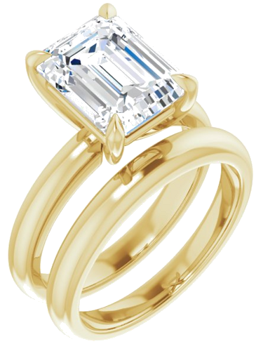 Sužadėtuvių Žiedas „Solitaire“ 585 Geltonojo Aukso Emerald 10mm x 8mm (6)