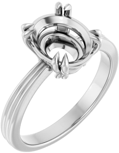 Sužadėtuvių Žiedas „Solitaire“ 585 Baltojo Aukso Oval 10mm x 8mm (1)