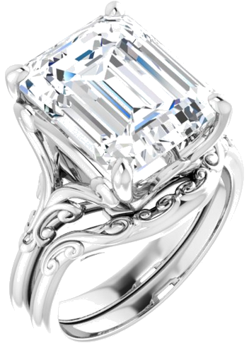Sužadėtuvių Žiedas „Solitaire“ 14k white gold Emerald 12mm x 10mm (6)