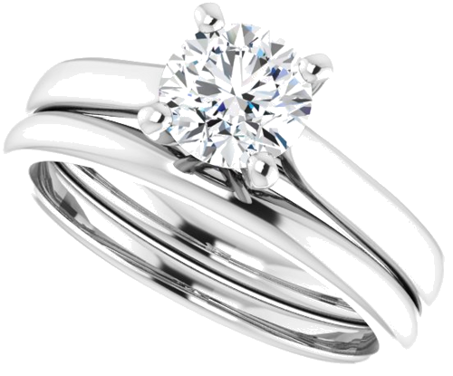 14K White 6 mm Round Engagement Ring Mounting (10)