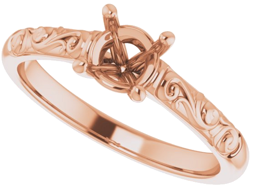 Sužadėtuvių Žiedas „Solitaire“ 10k rose gold Round 5.5mm (5)