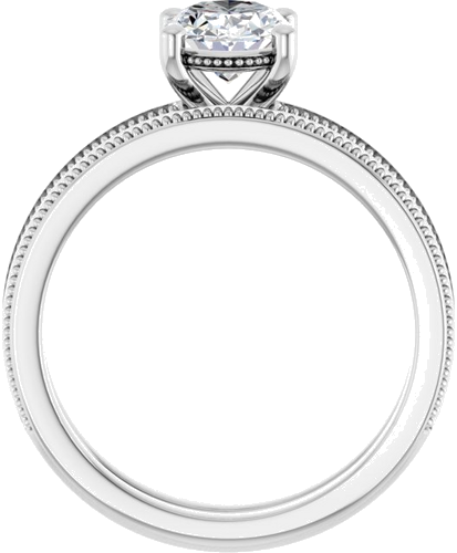 Sužadėtuvių Žiedas „Solitaire Milgrain“ 14k white gold Oval 8mm x 6mm (7)