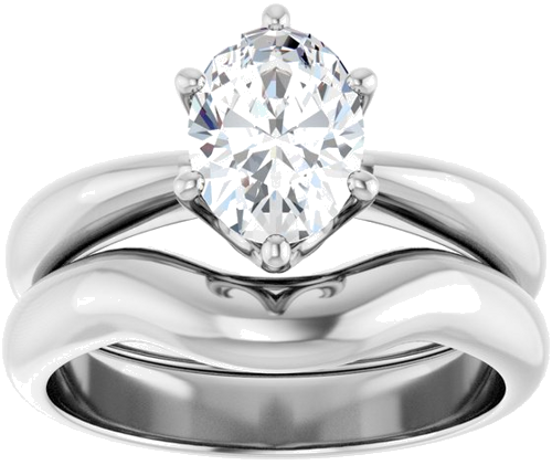 Sužadėtuvių Žiedas „Solitaire Crown-Inspired“ 14k white gold Oval 8mm x 6mm (8)