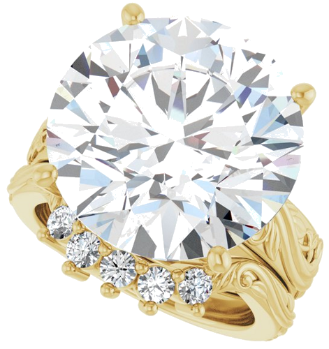Sužadėtuvių Žiedas „Solitaire Sculptural“ 14k yellow gold Round 16mm (10)