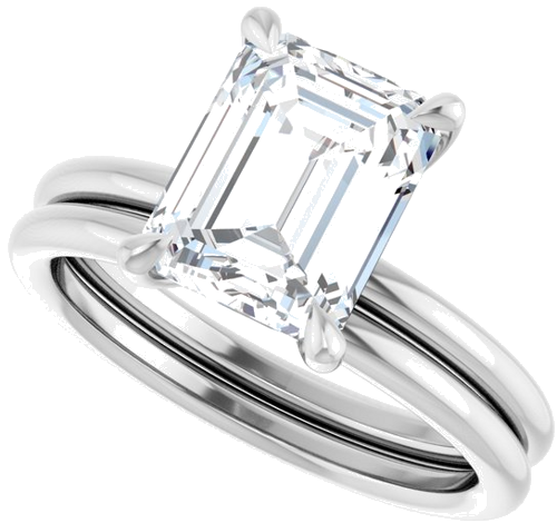 Sužadėtuvių Žiedas „Claw-Prong Solitaire“ 14k white gold Emerald 9mm x 7mm (10)