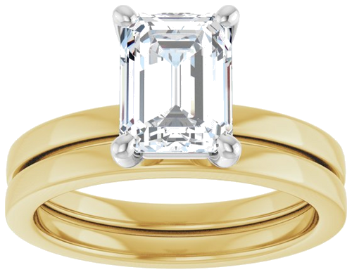 Sužadėtuvių Žiedas „Solitaire“ 14k yellow/white gold Emerald 8mm x 6mm (8)