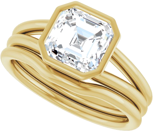 Sužadėtuvių Žiedas „Bezel-Set Solitaire“ 14k yellow gold Asscher 7mm (10)