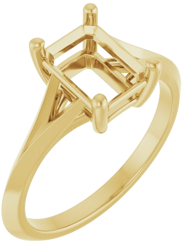 Sužadėtuvių Žiedas „Solitaire Split Shank“ 14k yellow gold Emerald 8mm x 6mm (1)