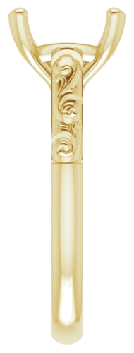 14K Yellow 9 mm Cushion Solitaire Engagement Ring Mounting (4)