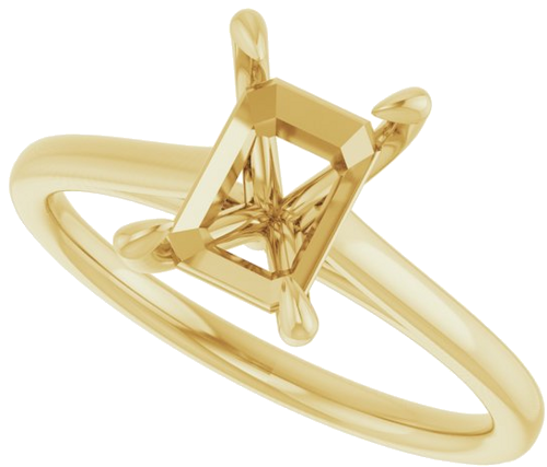10K Yellow  8x6 mm Emerald Solitaire Engagement Ring Mounting (5)