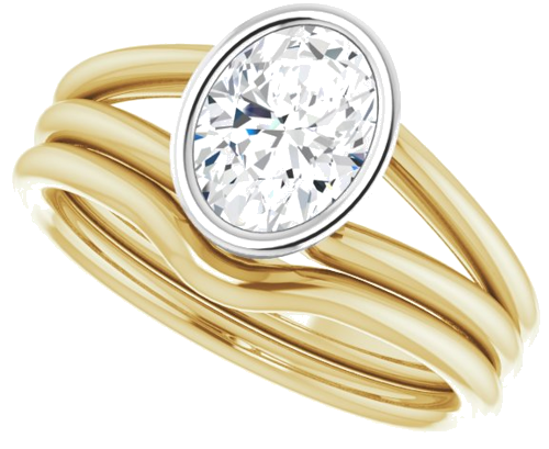 18K Yellow   White 8x6 mm Oval Engagement Ring Mounting (10)