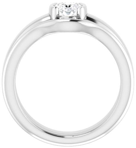 14K White 7 x 5 mm Oval Half Bezel Solitaire Engagement Ring Mounting (7)