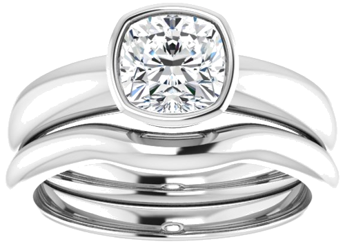 Sužadėtuvių Žiedas „Bezel-Set Solitaire“ 14k white gold Cushion 6mm (8)