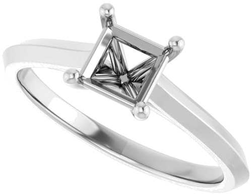 Sužadėtuvių Žiedas „Claw-Prong“ 14k white gold Square 5mm (5)