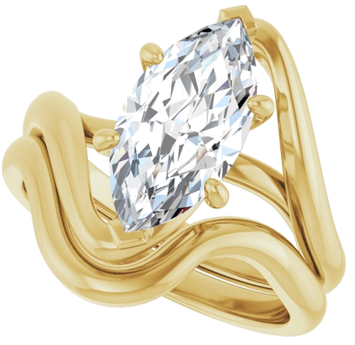 Sužadėtuvių Žiedas „Bypass“ 14k yellow gold Marquise 13mm x 6.5mm (10)