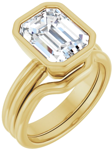 Sužadėtuvių Žiedas „Bezel-Set Solitaire“ 14k yellow gold Emerald 10mm x 8mm (6)