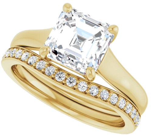 14K Yellow 7 mm Asscher Solitaire Engagement Ring Mounting (10)