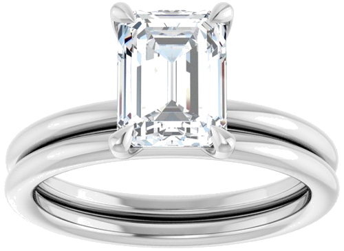 Sužadėtuvių Žiedas „Claw-Prong Solitaire“ 14k white gold Emerald 8mm x 6mm (8)