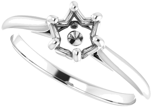 14K White 5.8 mm Round Solitaire Engagement Ring Mounting (5)
