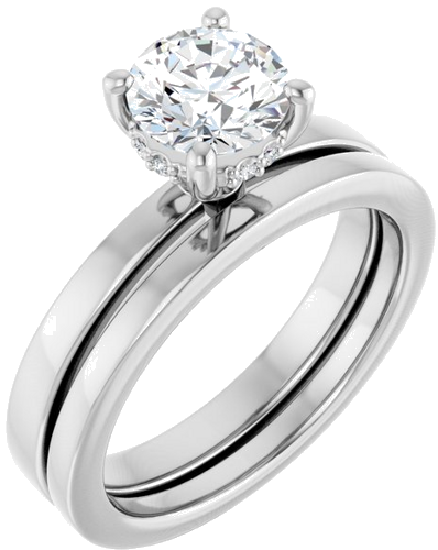 Sužadėtuvių Žiedas „Hidden Halo-Style“ 14k white gold Round 6.5mm (6)