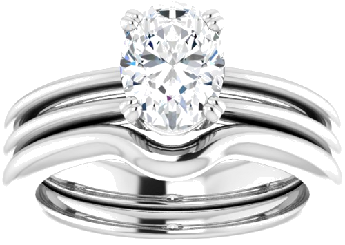 Sužadėtuvių Žiedas „Solitaire“ 14k white gold Oval 8mm x 6mm (8)