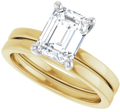 Sužadėtuvių Žiedas „Solitaire“ 14k yellow/white gold Emerald 8mm x 6mm (10)