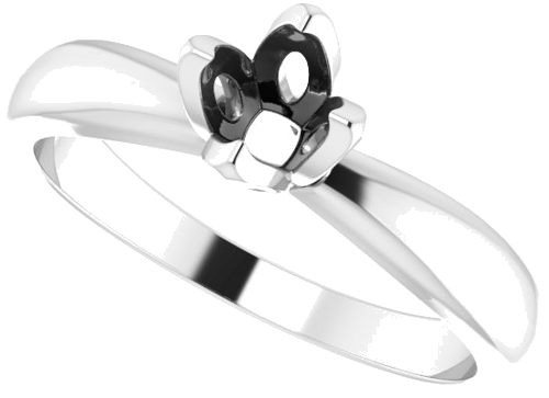 14K White 4.8-5.7 mm Round 4-Prong Tulipset® Solitaire Engagement Ring Mounting (5)