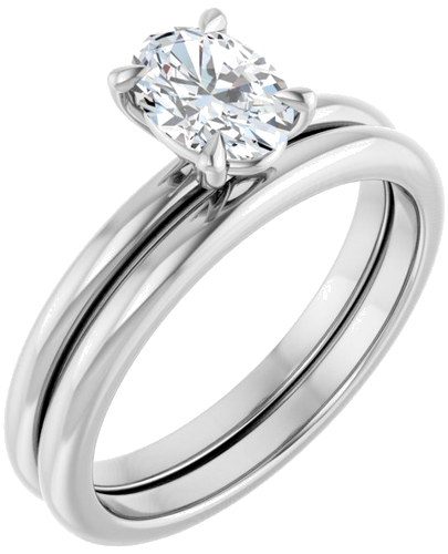 14K White 7x5 mm Oval Solitaire Engagement Ring Mounting (6)