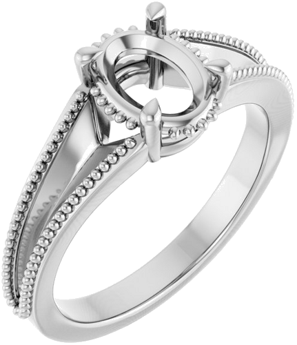 Sužadėtuvių Žiedas „Claw-Prong Solitaire“ 14k white gold Oval 8mm x 6mm (1)