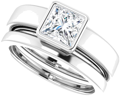 Sužadėtuvių Žiedas „Bezel-Set Solitaire“ 14k white gold Square 5.5mm (10)