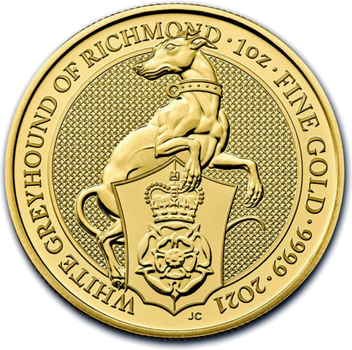 1 oz White Richmond Greyhound 2021 Queen's Beast Gold Coin (1)