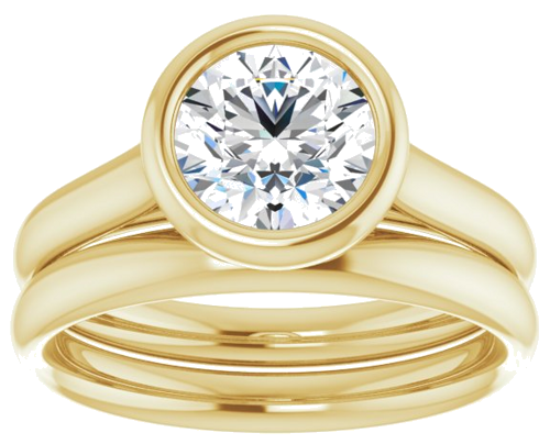 Sužadėtuvių Žiedas „Bezel-Set Solitaire“ 585 Geltonojo Aukso Round 7mm (8)