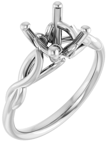 Sužadėtuvių Žiedas „Solitaire Sculptural“ 14k white gold Cushion 7mm (1)