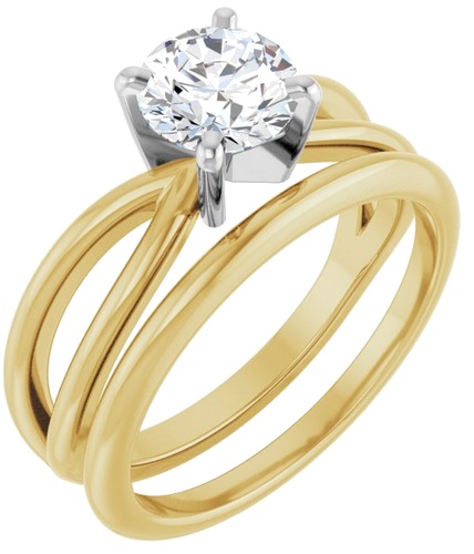 14K Yellow White 6.5 mm Round Split Shank Engagement Ring Mounting (6)