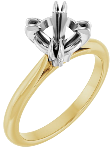 14K Yellow White 7.4 mm Round Engagement Ring Mounting (1)
