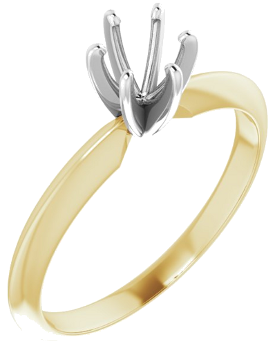 14K Two-Tone 4.2-4.9 mm Round 6-Prong Solitaire Ring Mounting (1)
